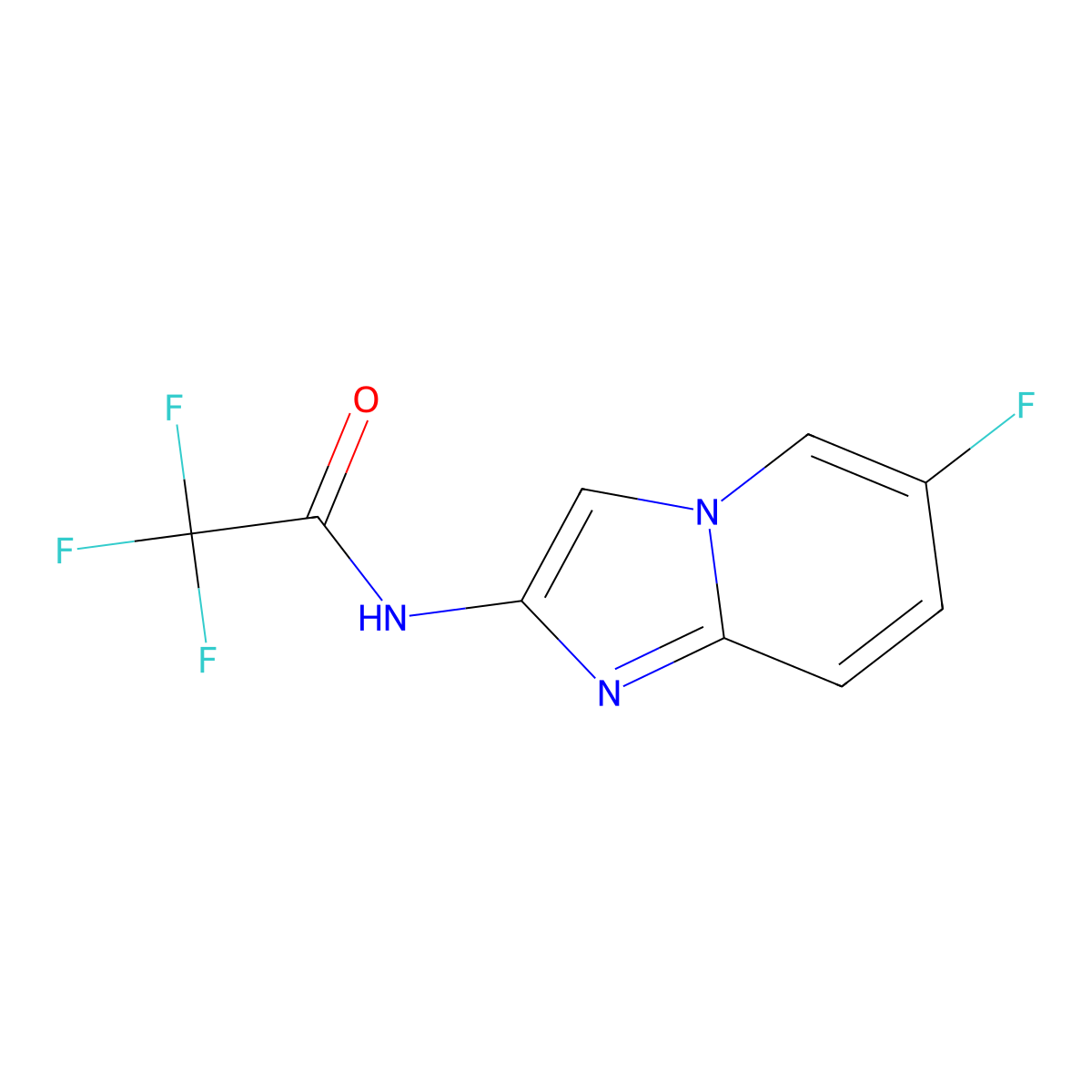2,2,2-Trifluoro-N-(6-fluoroimidazo[1,2-a]pyridin-2-yl)acetamide molecular structure, CAS 1123163-33-6