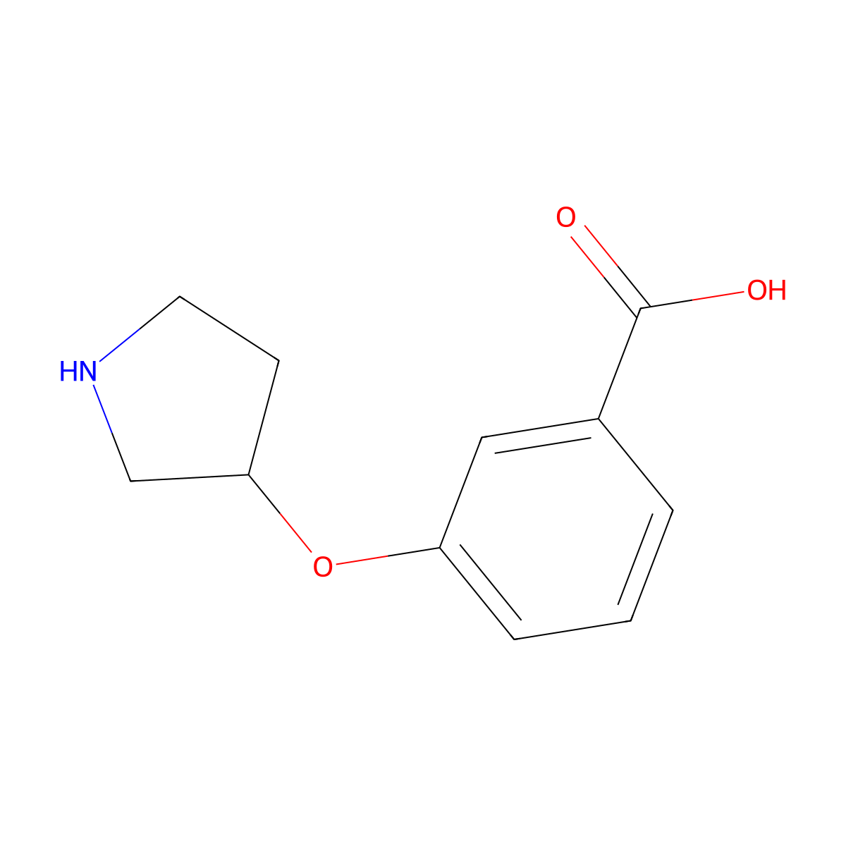 3-(Pyrrolidin-3-yloxy)-benzoic acid molecular structure, CAS 1123169-10-7
