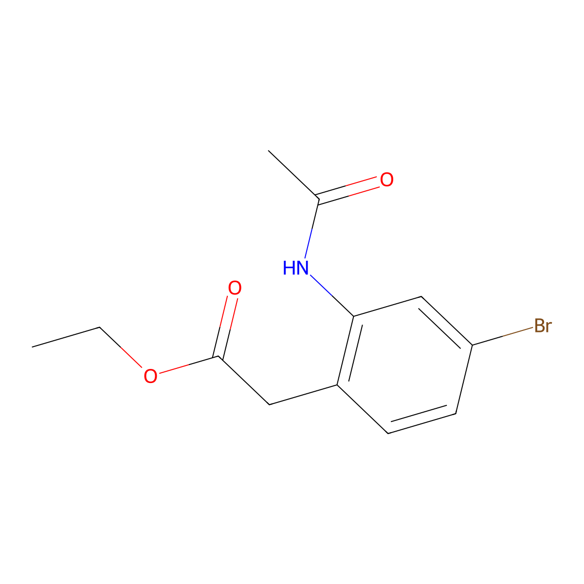 (2-Acetylamino-4-bromo-phenyl)-acetic acid ethyl ester molecular structure, CAS 1123169-18-5