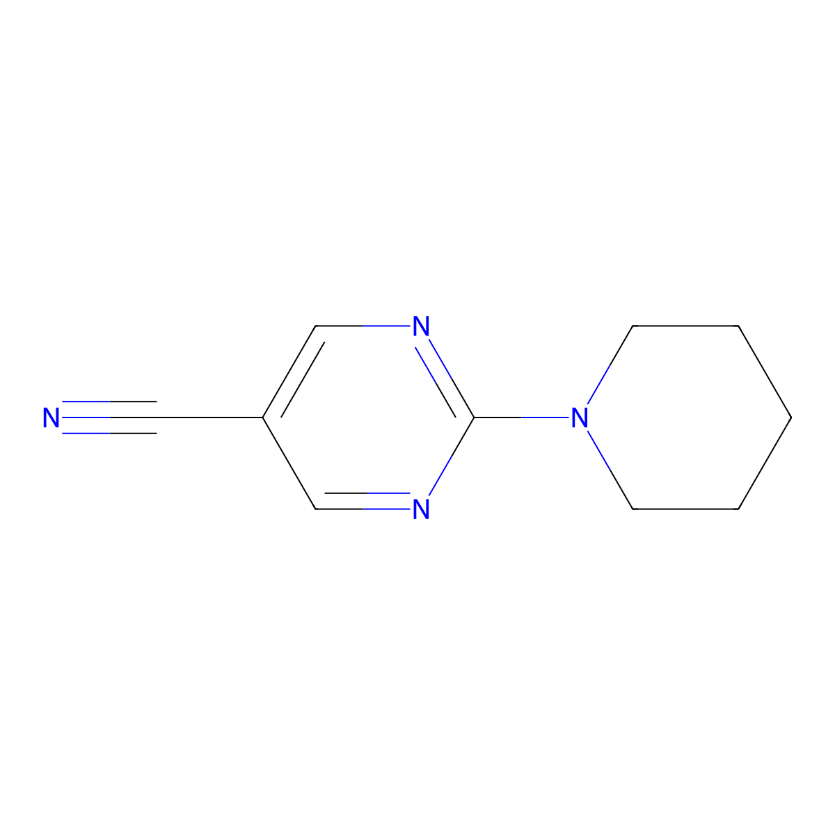 2-(Piperidin-1-yl)pyrimidine-5-carbonitrile molecular structure, CAS 1123169-22-1