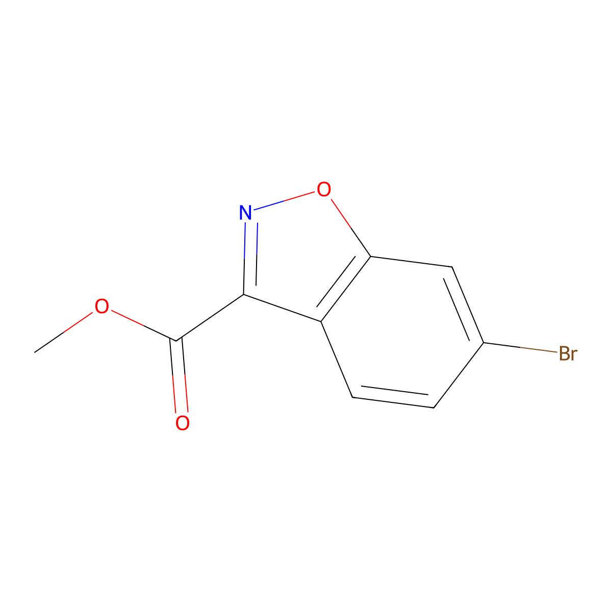 Methyl 6-bromo-1,2-benzoxazole-3-carboxylate molecular structure, CAS 1123169-23-2