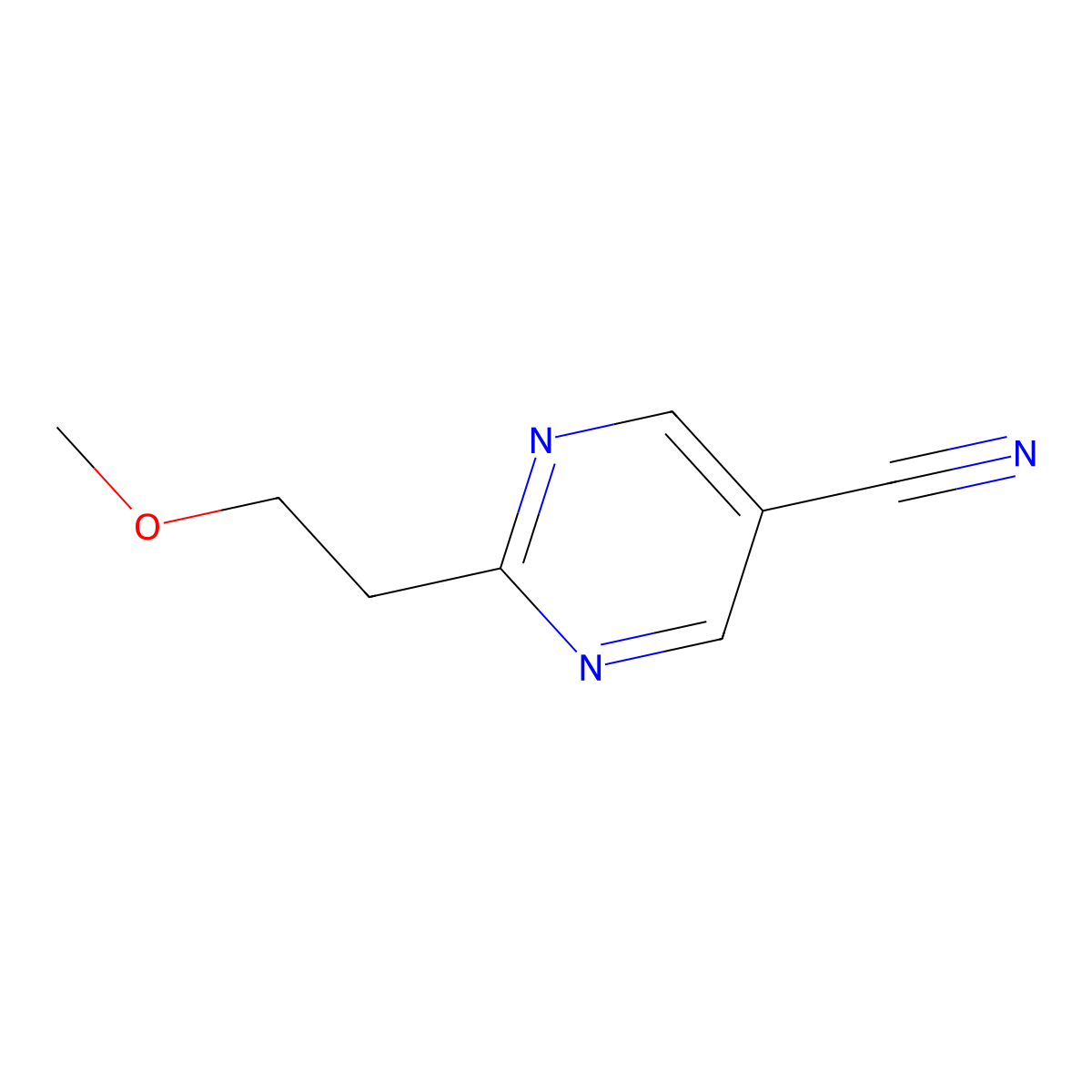 2-(2-Methoxyethyl)pyrimidine-5-carbonitrile molecular structure, CAS 1123169-32-3