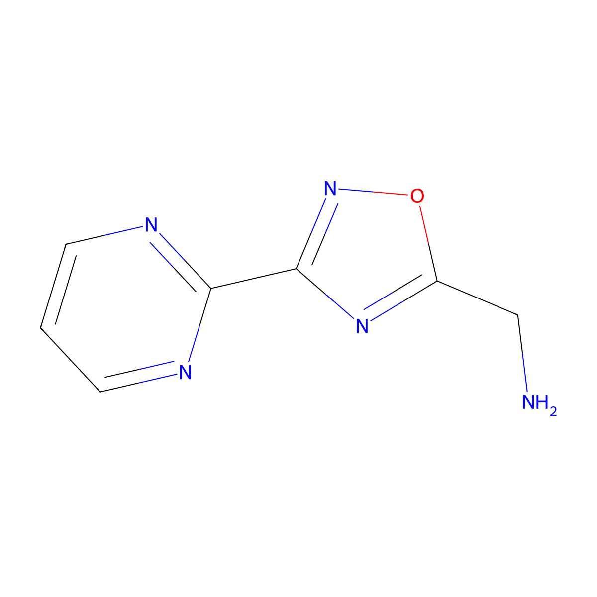 (3-(Pyrimidin-2-yl)-1,2,4-oxadiazol-5-yl)methanamine molecular structure, CAS 1123169-51-6