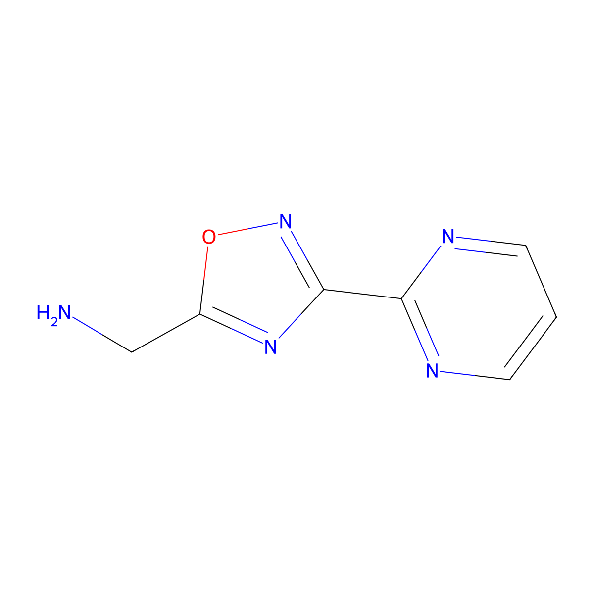 (3-(Pyrimidin-2-yl)-1,2,4-oxadiazol-5-yl)methanamine molecular structure, CAS 1123169-51-6