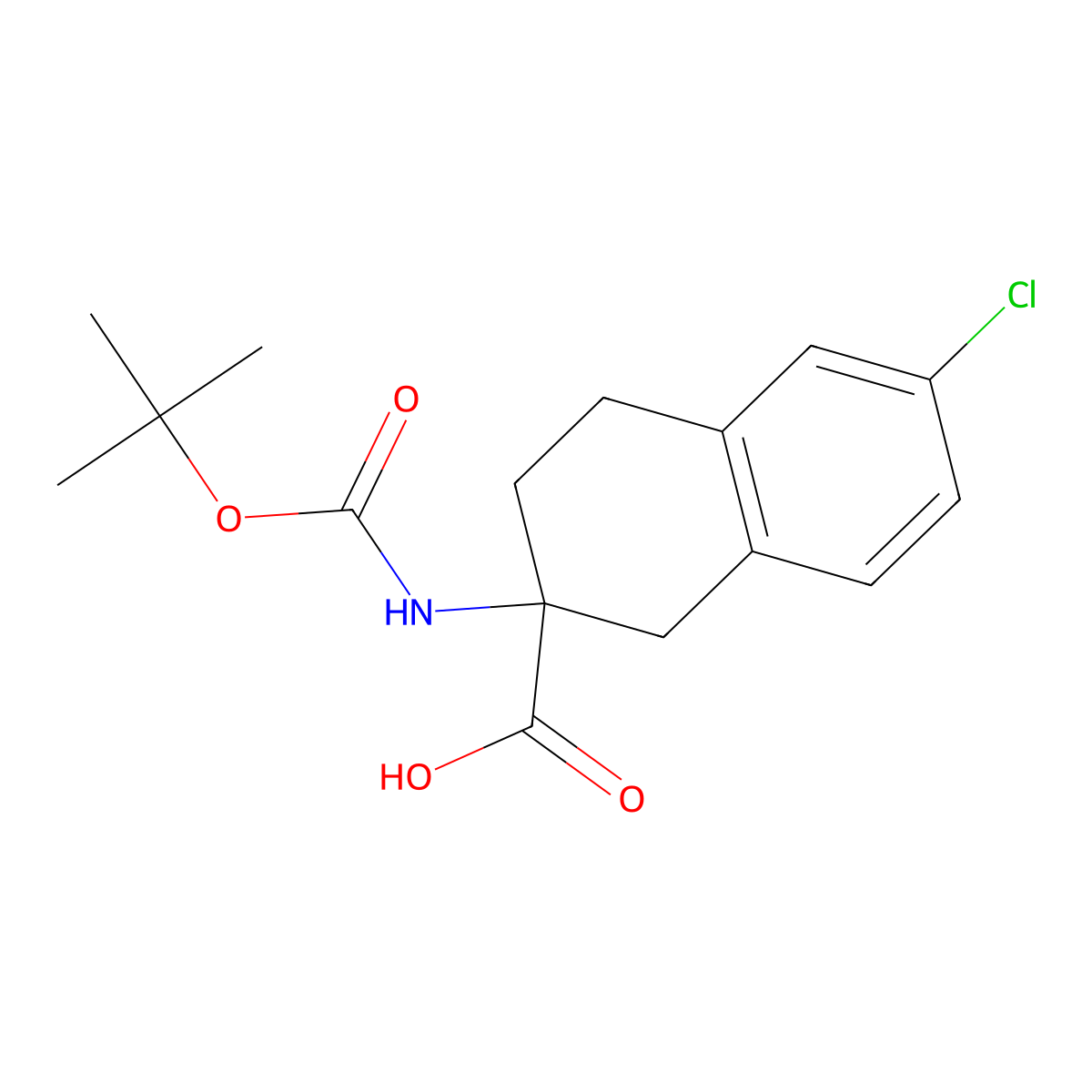 2-Boc-amino-6-chloro-1,2,3,4-tetrahydro-naphthalene-2-carboxylic acid molecular structure, CAS 1123169-52-7