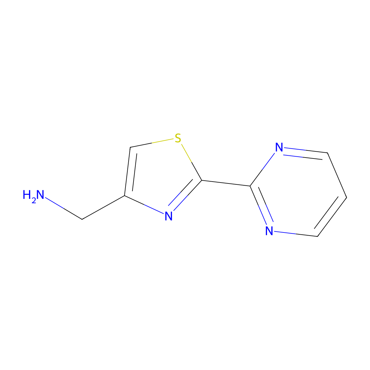 (2-(Pyrimidin-2-yl)thiazol-4-yl)methanamine molecular structure, CAS 1123169-55-0