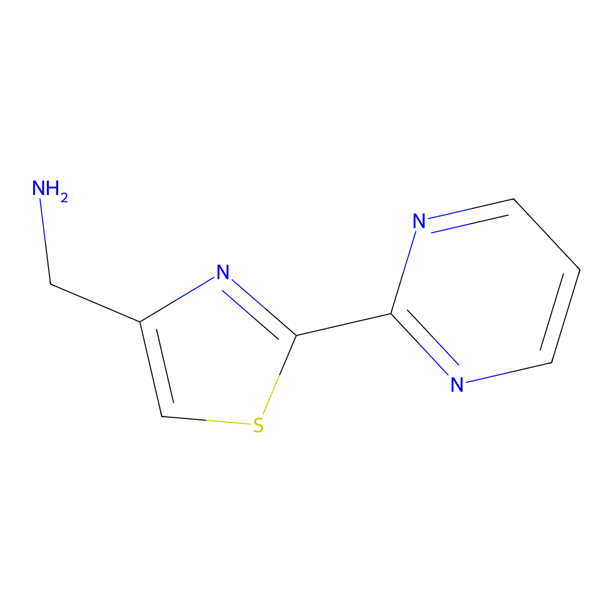 (2-(Pyrimidin-2-yl)thiazol-4-yl)methanamine molecular structure, CAS 1123169-55-0