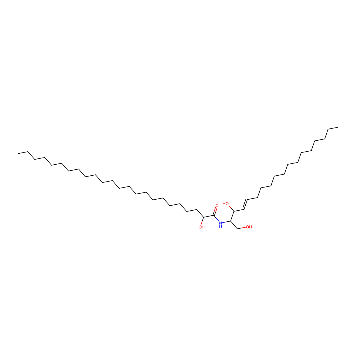 24:0(2S-OH) Ceramide, N-(2'-(S)-hydroxylignoceroyl)-D-erythro-sphingosine, powder molecular structure, CAS 112317-53-0