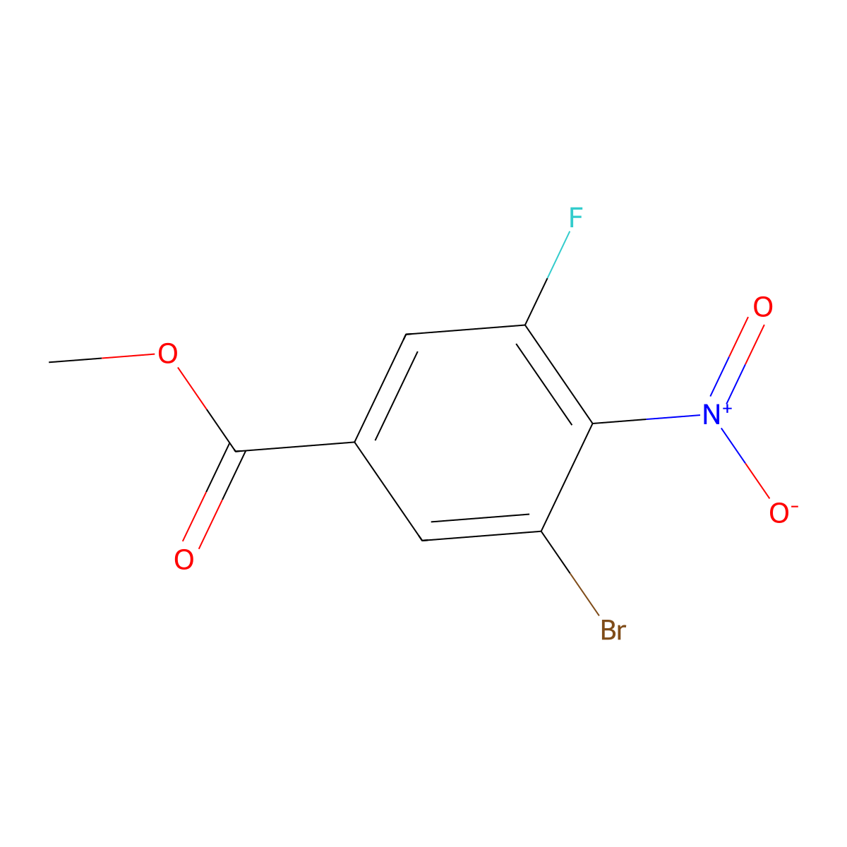 Methyl 3-bromo-5-fluoro-4-nitrobenzoate molecular structure, CAS 1123171-93-6
