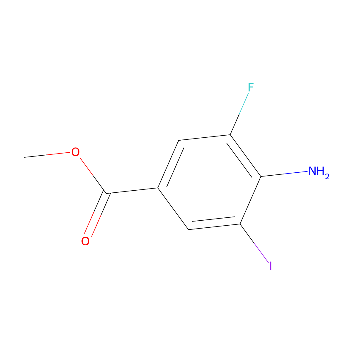 Methyl 4-amino-3-fluoro-5-iodobenzoate molecular structure, CAS 1123172-01-9