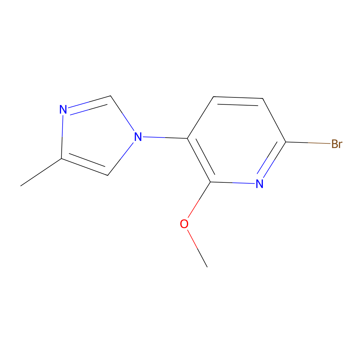6-bromo-2-methoxy-3-(4-methyl-1H-imidazol-1-yl)pyridine molecular structure, CAS 1123194-98-8