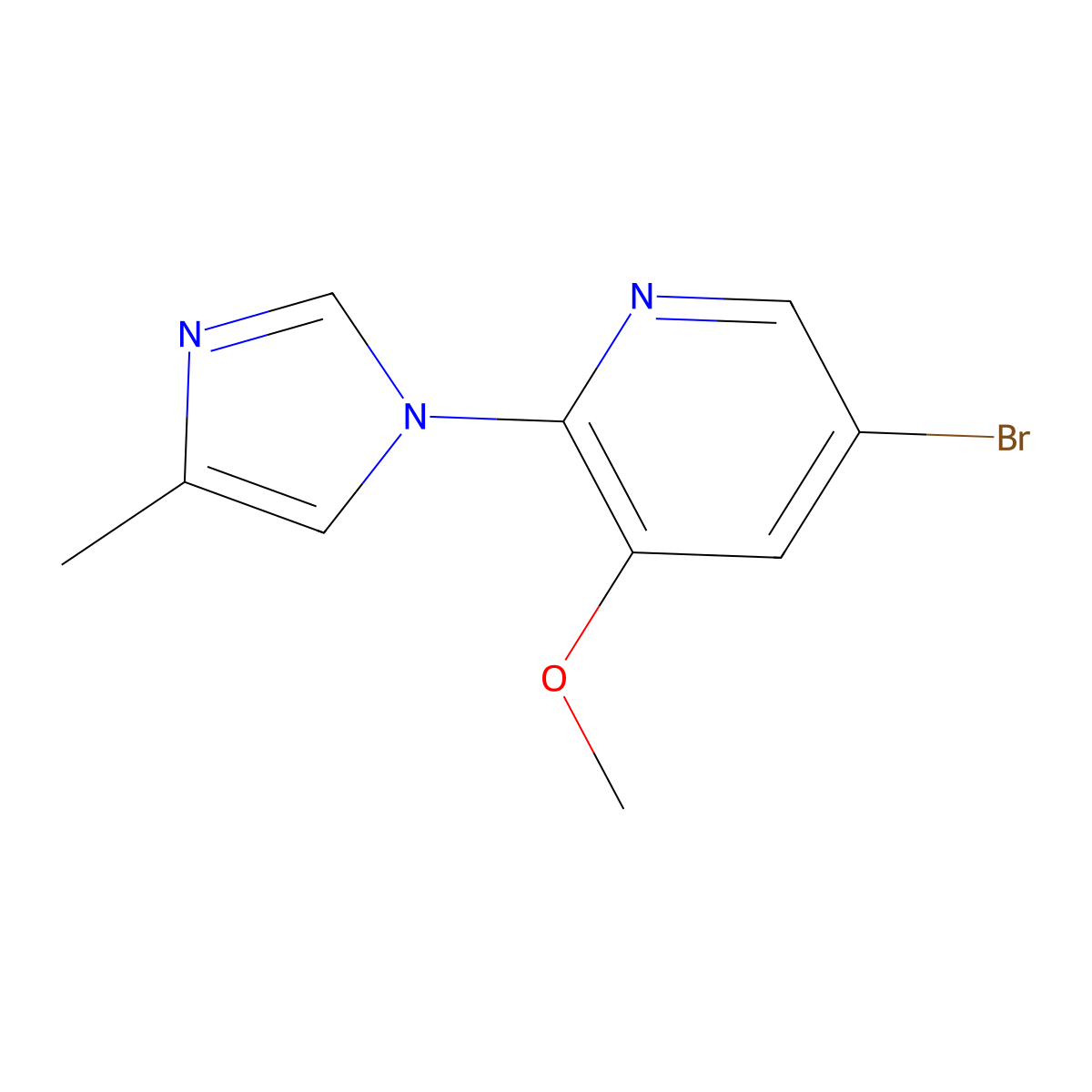 5-bromo-3-methoxy-2-(4-methyl-1H-imidazol-1-yl)pyridine molecular structure, CAS 1123195-05-0