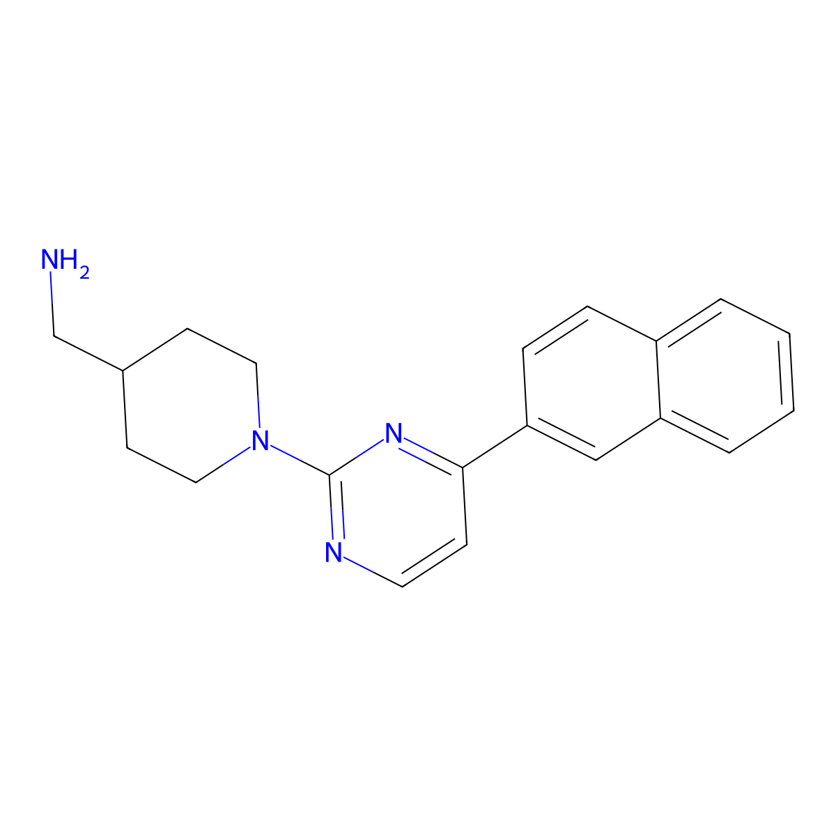 (1-(4-(Naphthalen-2-yl)pyrimidin-2-yl)piperidin-4-yl)methanamine molecular structure, CAS 1123231-07-1