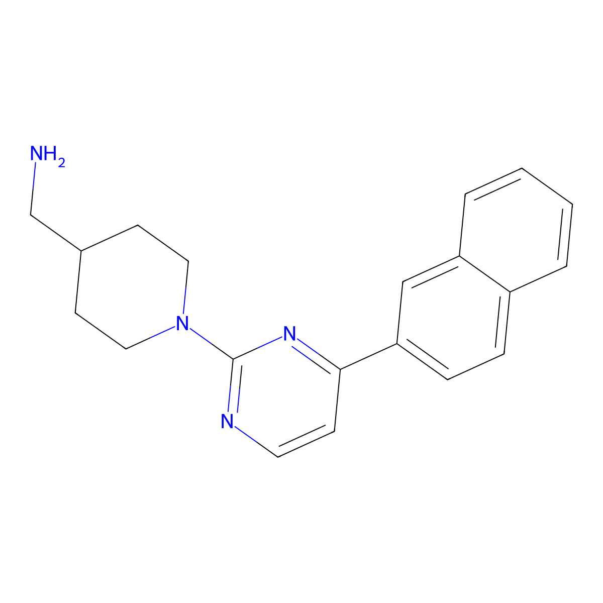 (1-(4-(Naphthalen-2-yl)pyrimidin-2-yl)piperidin-4-yl)methanamine molecular structure, CAS 1123231-07-1