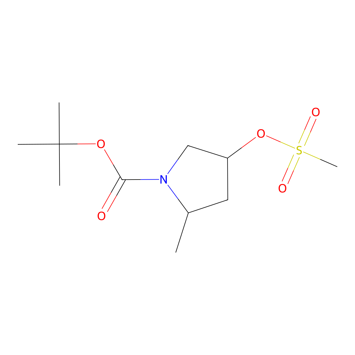 tert-Butyl (2S,4S)-2-methyl-4-((methylsulfonyl)oxy)pyrrolidine-1-carboxylate molecular structure, CAS 1123305-81-6