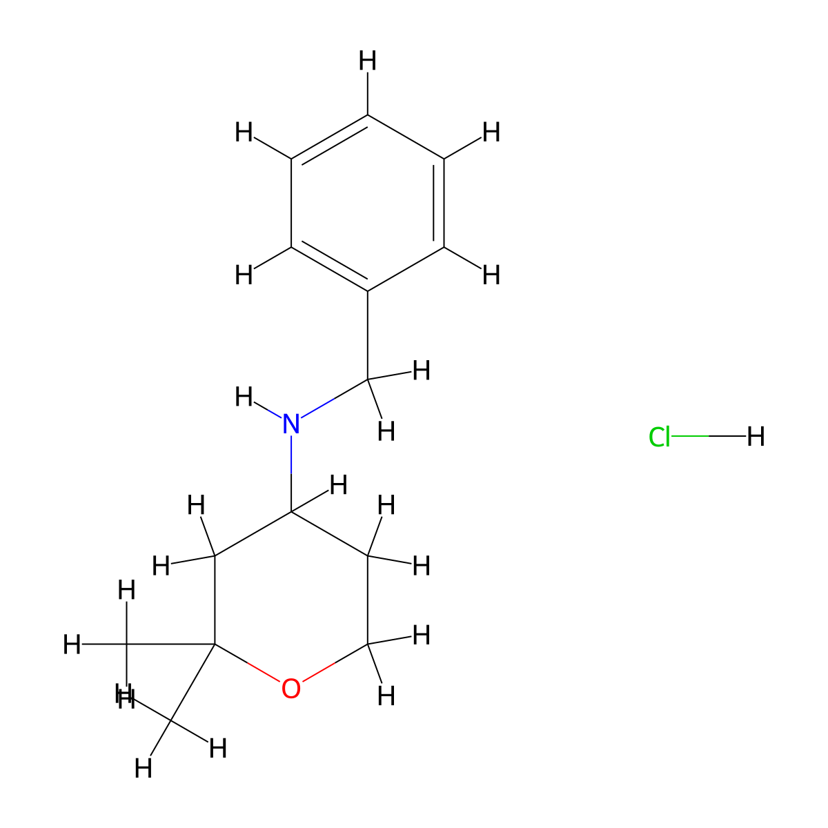 Benzyl-(2,2-dimethyl-tetrahydro-pyran-4-YL)-amine hydrochloride molecular structure, CAS 112337-58-3