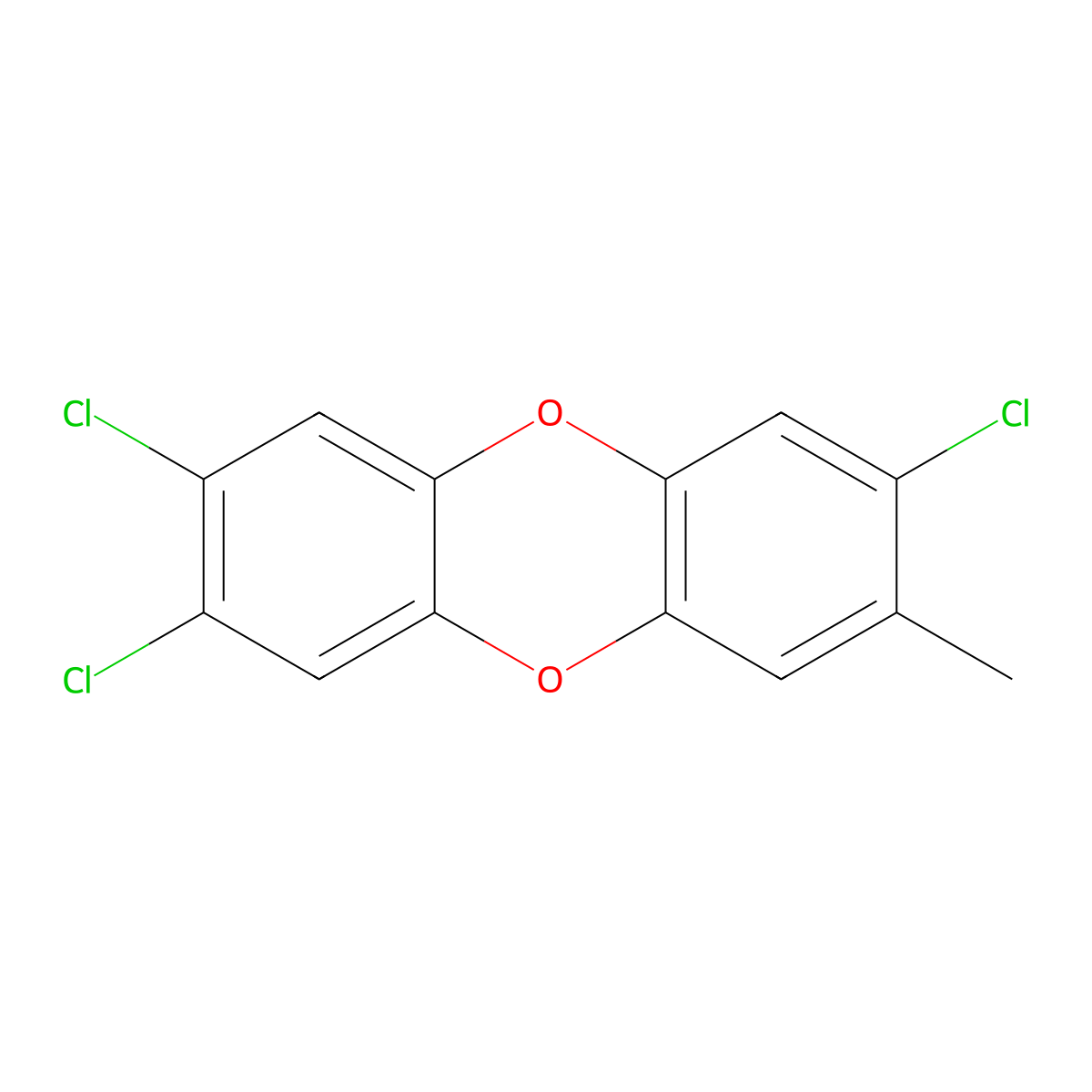 2,3,7-Trichloro-8-methyloxanthrene molecular structure, CAS 112344-57-7