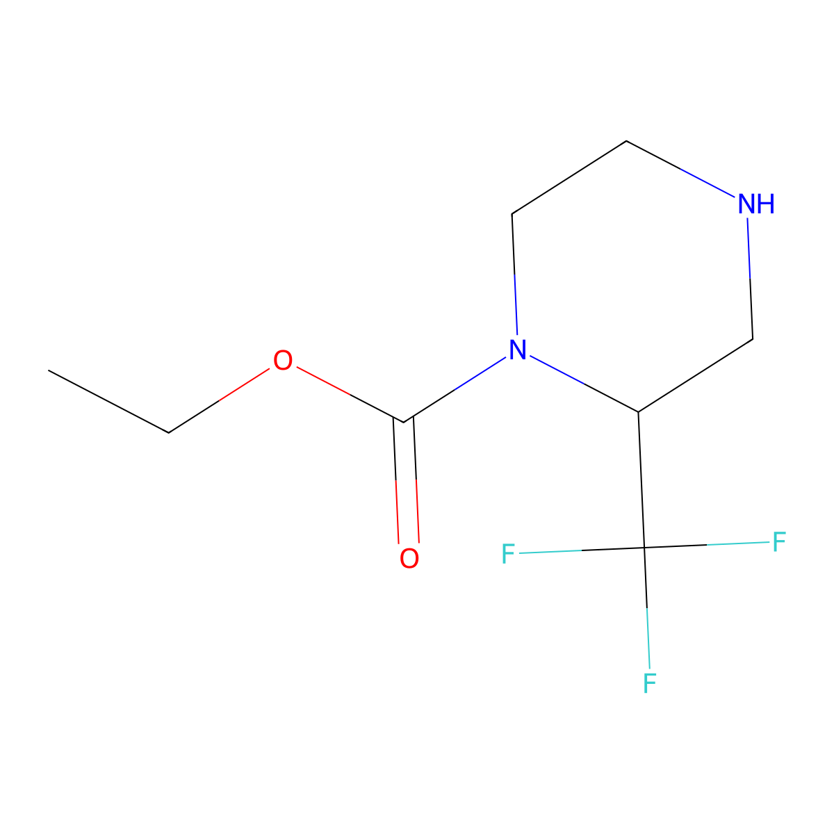 Ethyl 2-(trifluoromethyl)piperazine-1-carboxylate molecular structure, CAS 1123515-55-8