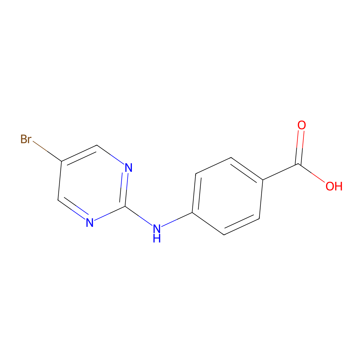 4-((5-Bromopyrimidin-2-yl)amino)benzoic acid molecular structure, CAS 1123515-90-1