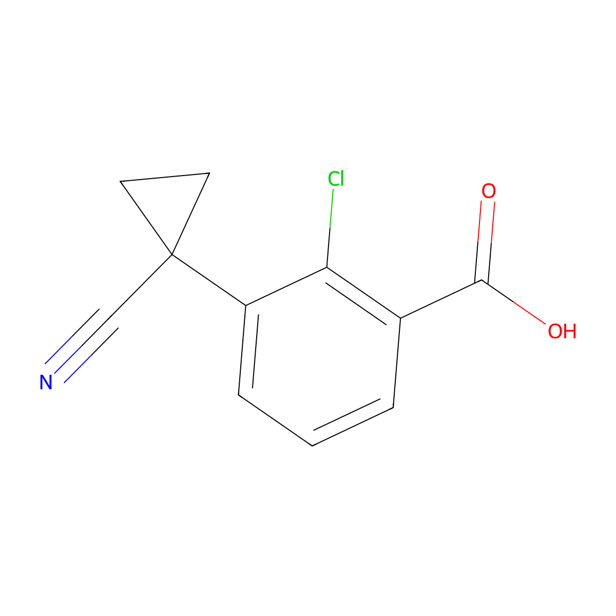 2-Chloro-3-(1-cyanocyclopropyl)benzoic acid molecular structure, CAS 1123582-10-4