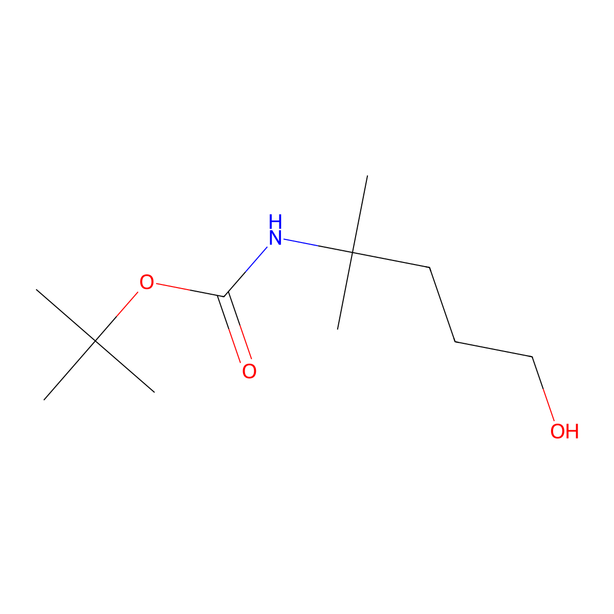 Tert-butyl 5-hydroxy-2-methylpentan-2-ylcarbamate molecular structure, CAS 1123693-87-7