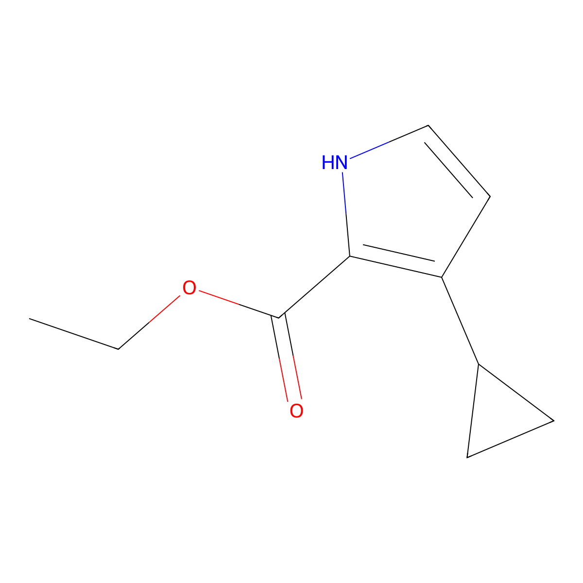Ethyl 3-cyclopropyl-1H-pyrrole-2-carboxylate molecular structure, CAS 1123725-69-8