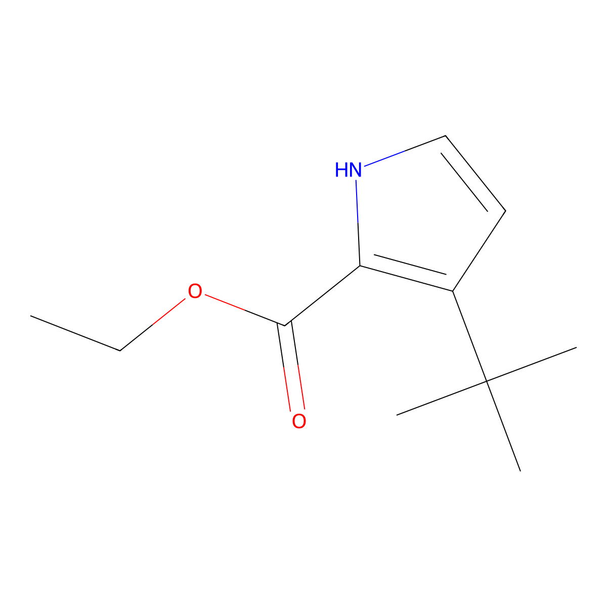 Ethyl 3-(1,1-dimethylethyl)-1H-pyrrole-2-carboxylate molecular structure, CAS 1123725-70-1