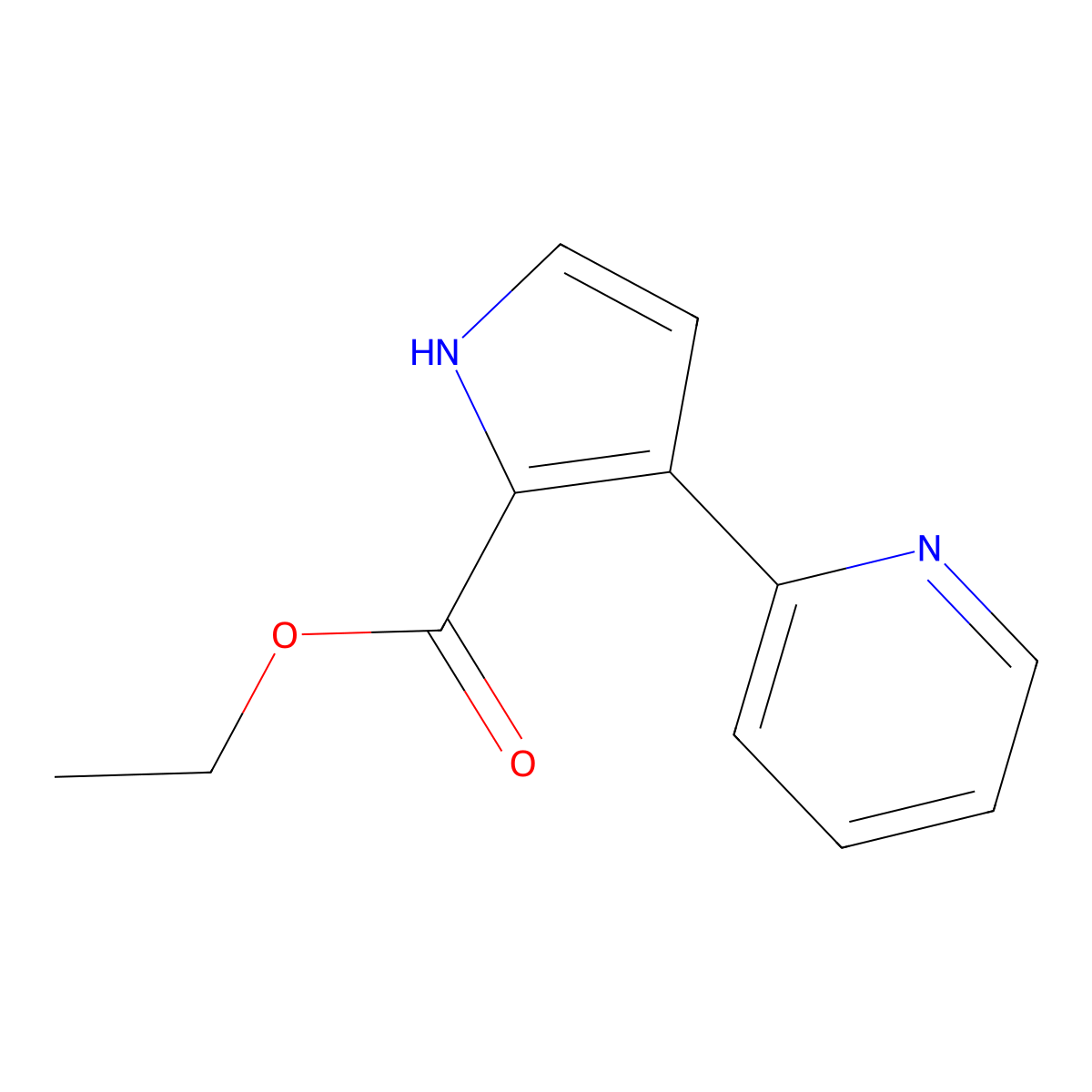 Ethyl 3-(2-Pyridyl)-1H-pyrrole-2-carboxylate molecular structure, CAS 1123725-71-2