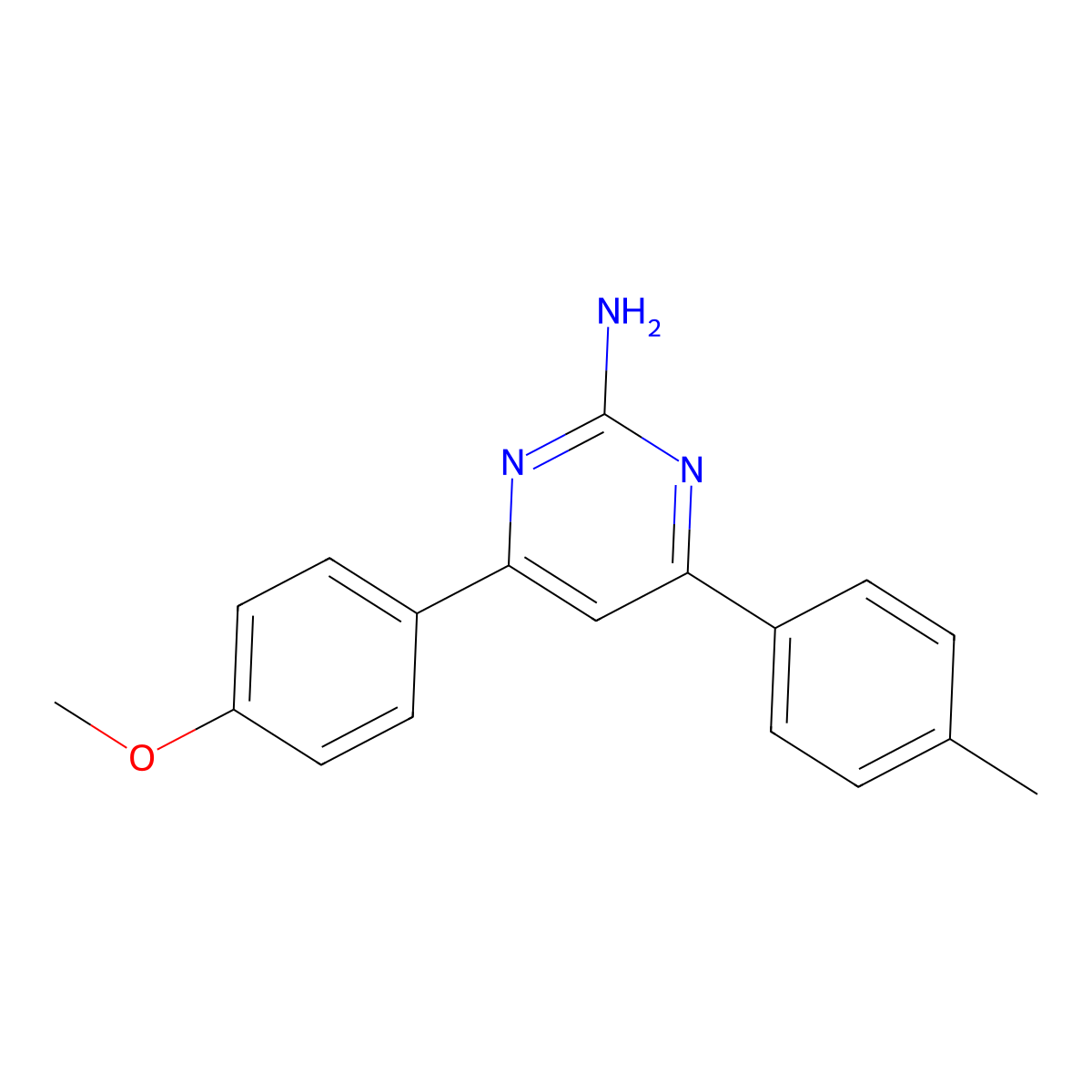 4-(4-Methoxyphenyl)-6-(4-methylphenyl)pyrimidin-2-amine molecular structure, CAS 1123744-75-1