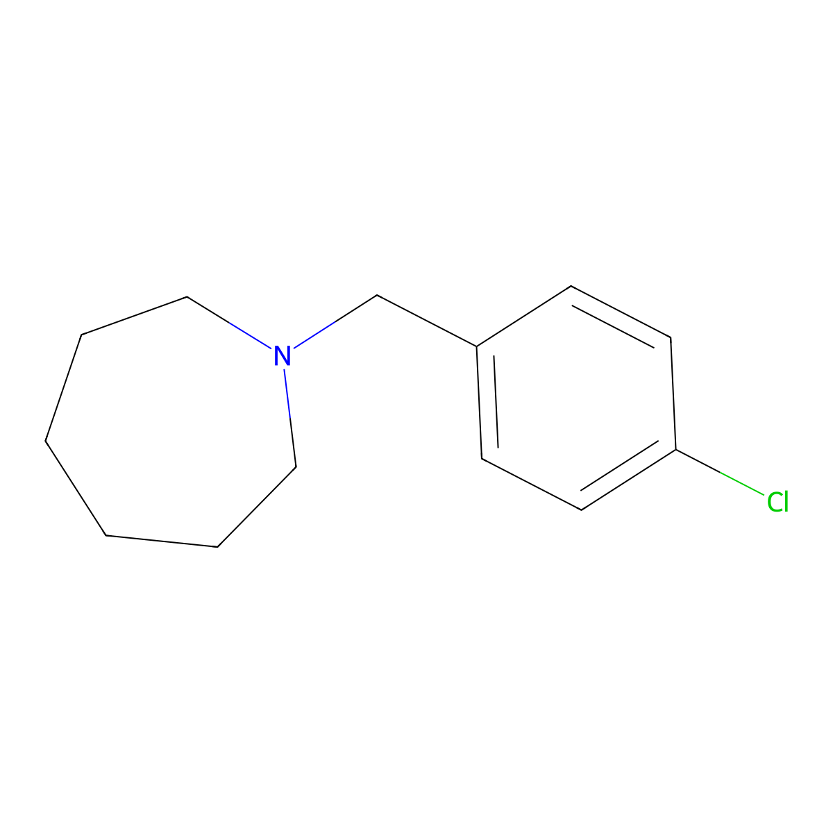 1-[(4-Chlorophenyl)methyl]azepane molecular structure, CAS 112376-91-7