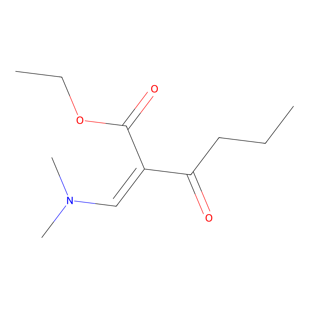 Ethyl 2-((dimethylamino)methylene)-3-oxohexanoate molecular structure, CAS 112381-21-2