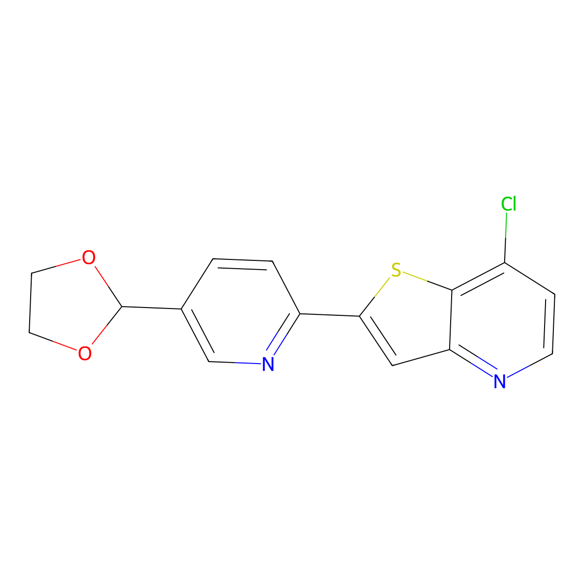 2-(5-(1,3-Dioxolan-2-yl)pyridin-2-yl)-7-chlorothieno[3,2-b]pyridine molecular structure, CAS 1123838-17-4