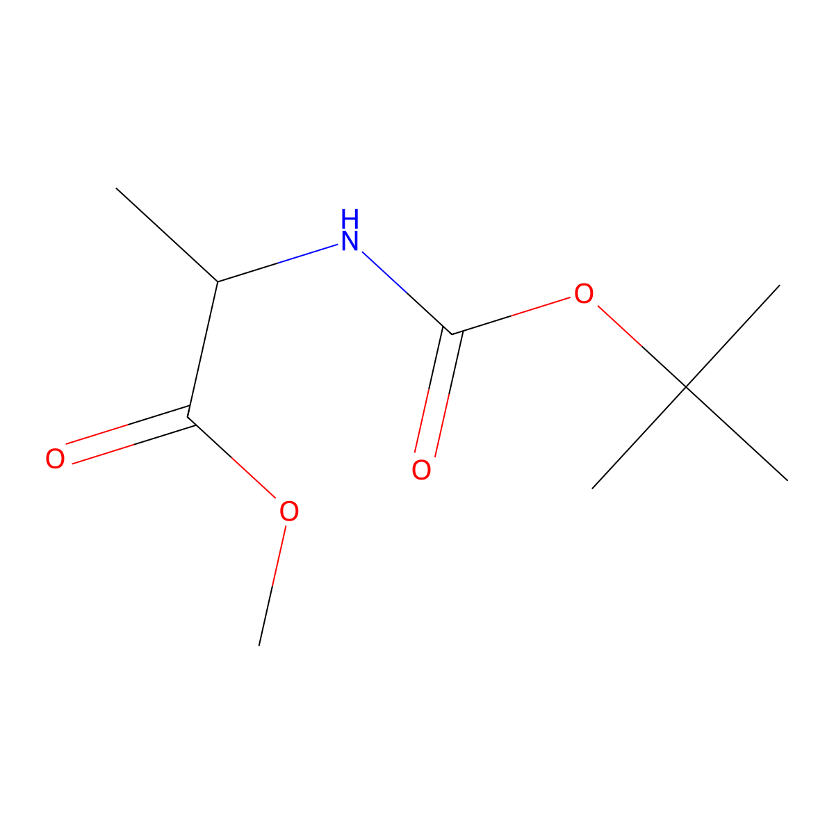Methyl 2-{[(tert-butoxy)carbonyl]amino}propanoate molecular structure, CAS 112392-66-2