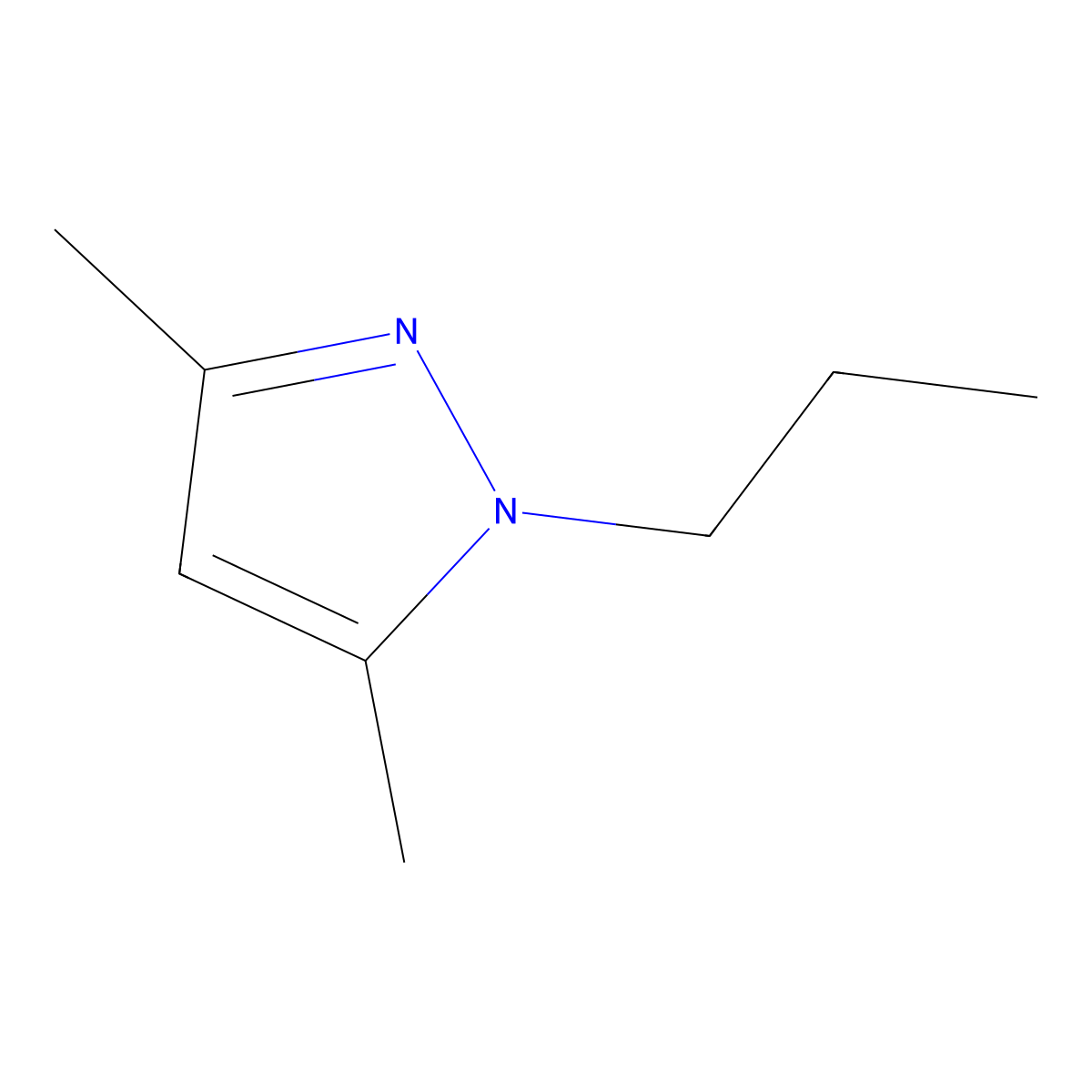 3,5-dimethyl-1-propyl-1H-pyrazole molecular structure, CAS 1124-02-3