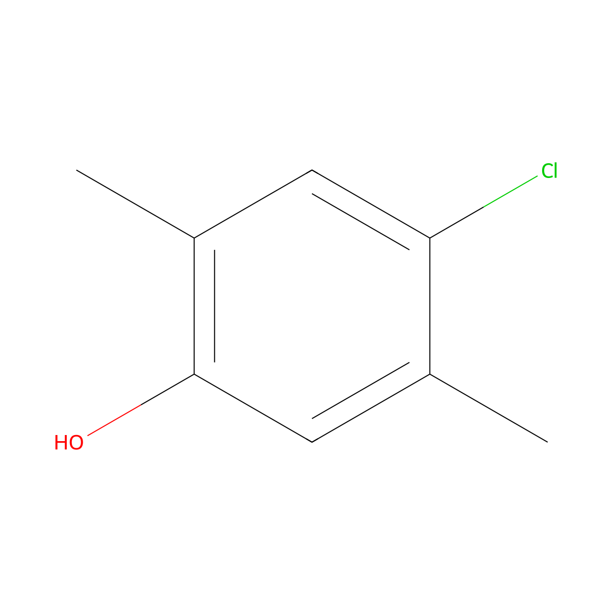 4-Chloro-2,5-xylenol molecular structure, CAS 1124-06-7