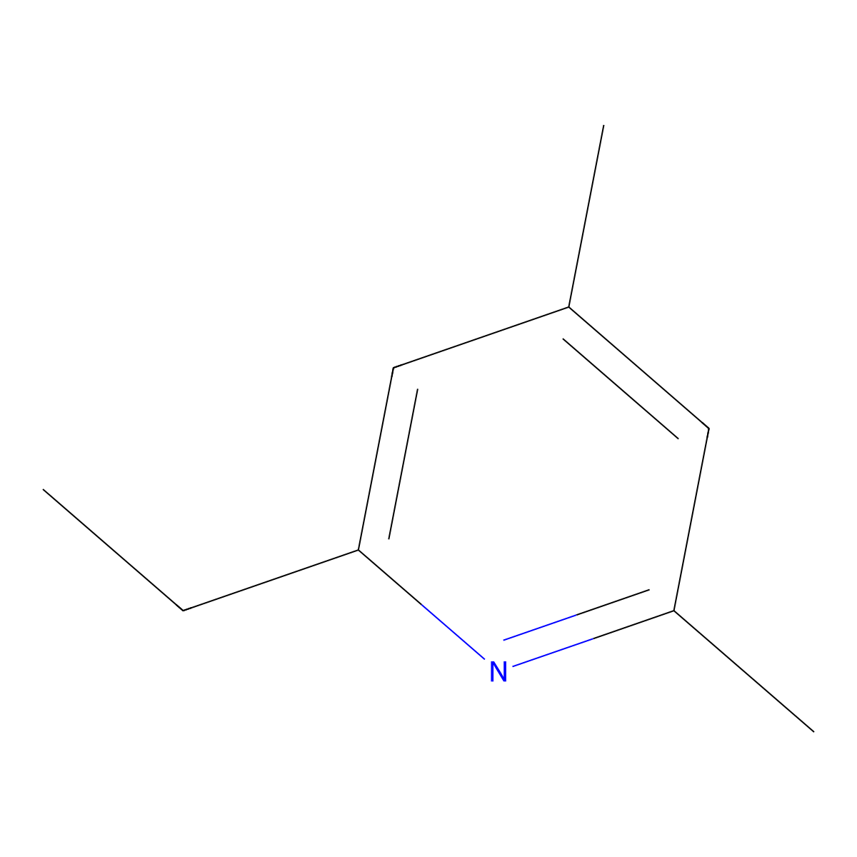 Pyridine, 2-ethyl-4,6-dimethyl- molecular structure, CAS 1124-35-2