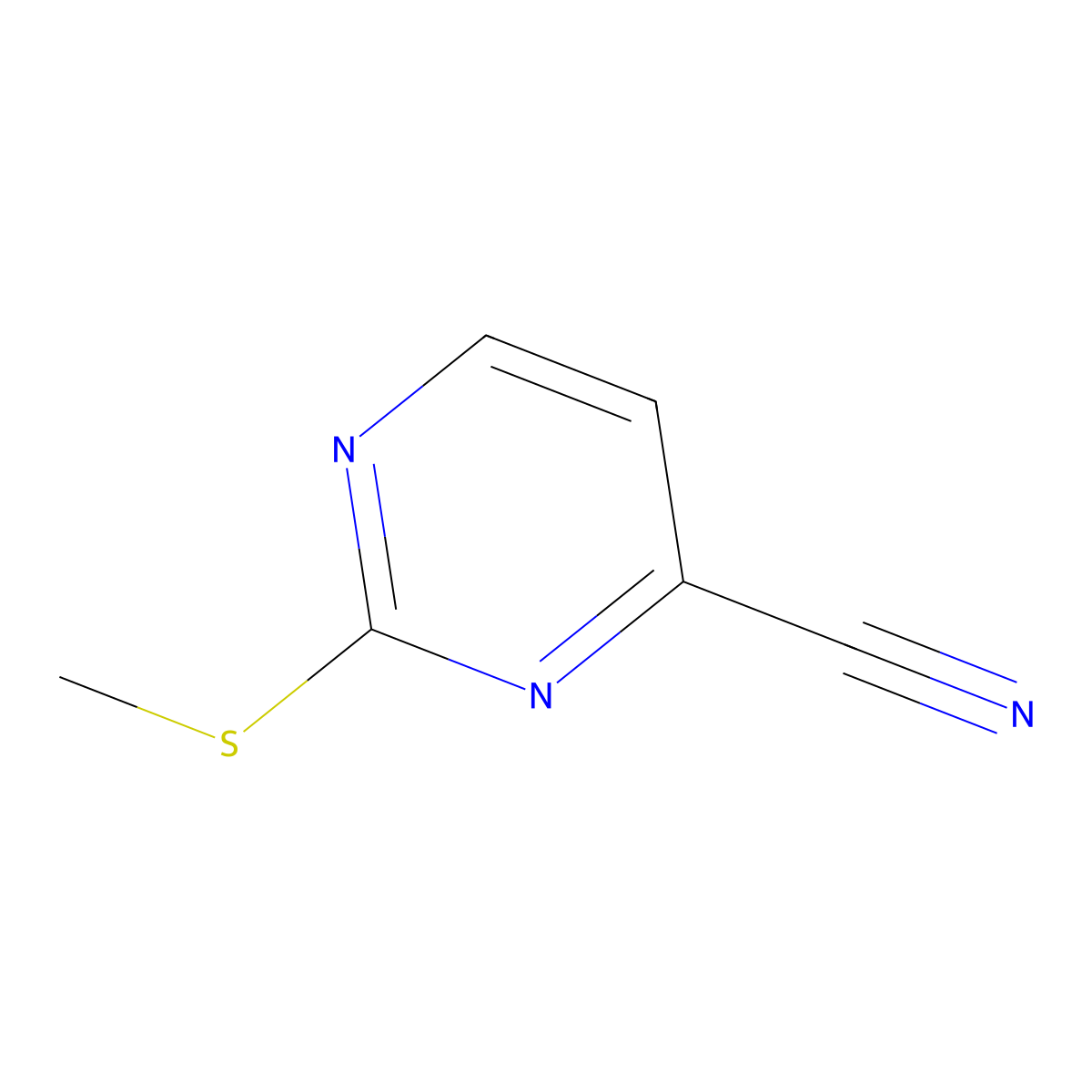 2-(Methylthio)-4-pyrimidinecarbonitrile molecular structure, CAS 1124-75-0