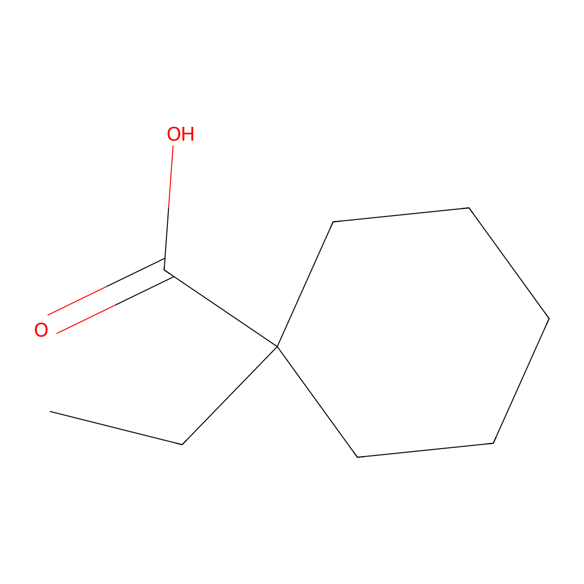 1-Ethylcyclohexane-1-carboxylic acid molecular structure, CAS 1124-98-7