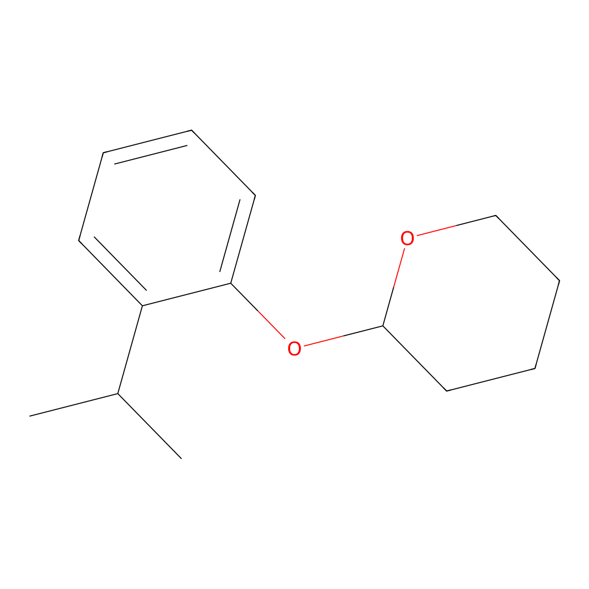 2H-Pyran, tetrahydro-2-[2-(1-methylethyl)phenoxy]- molecular structure, CAS 112404-80-5