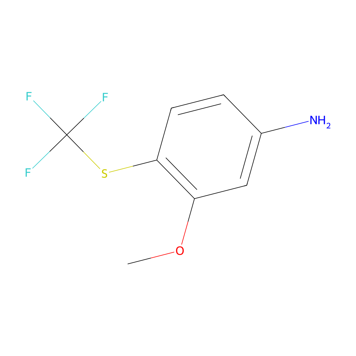 3-Methoxy-4-((trifluoromethyl)sulfanyl)aniline molecular structure, CAS 1124149-03-6