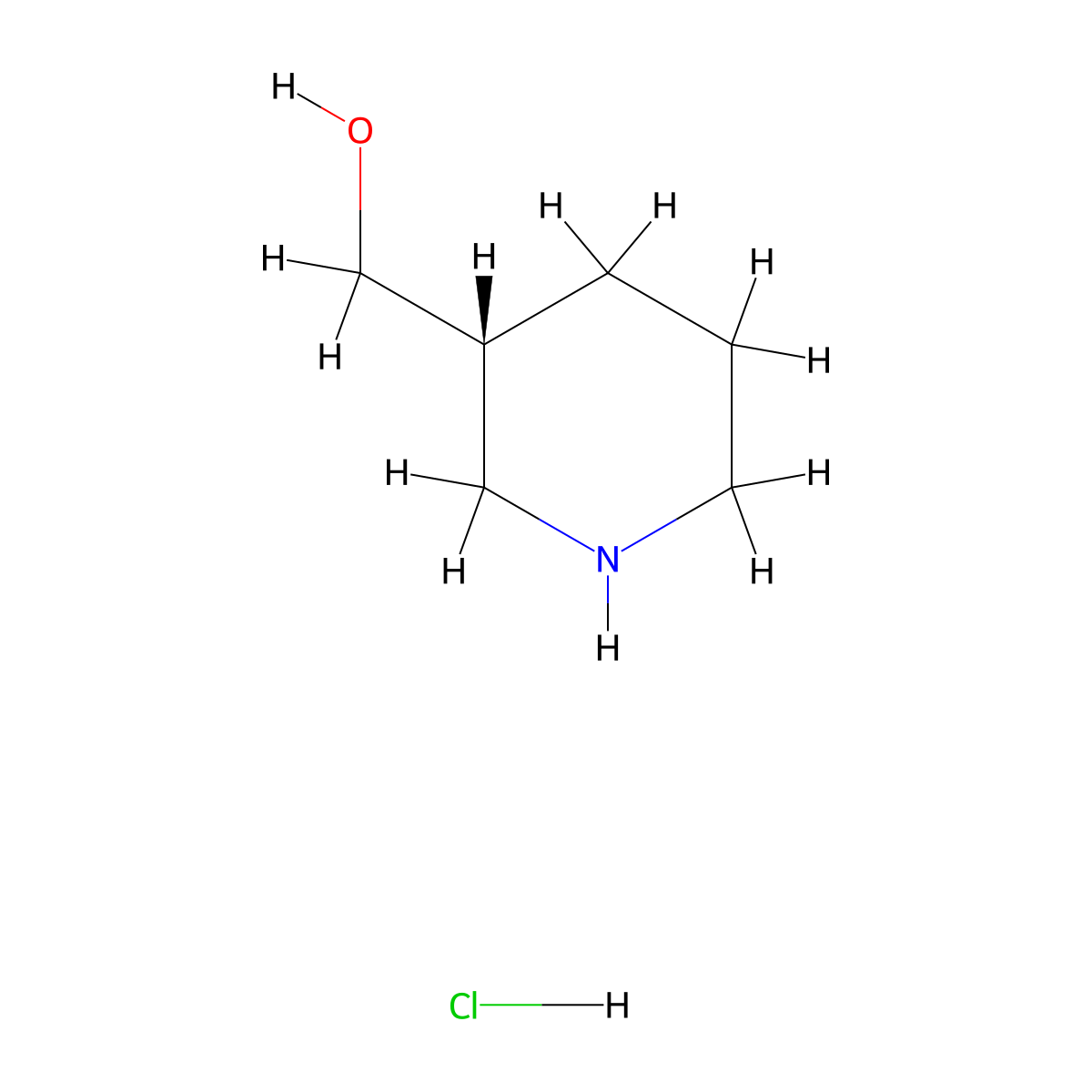 (r)-Piperidin-3-ylmethanol hydrochloride molecular structure, CAS 1124199-58-1