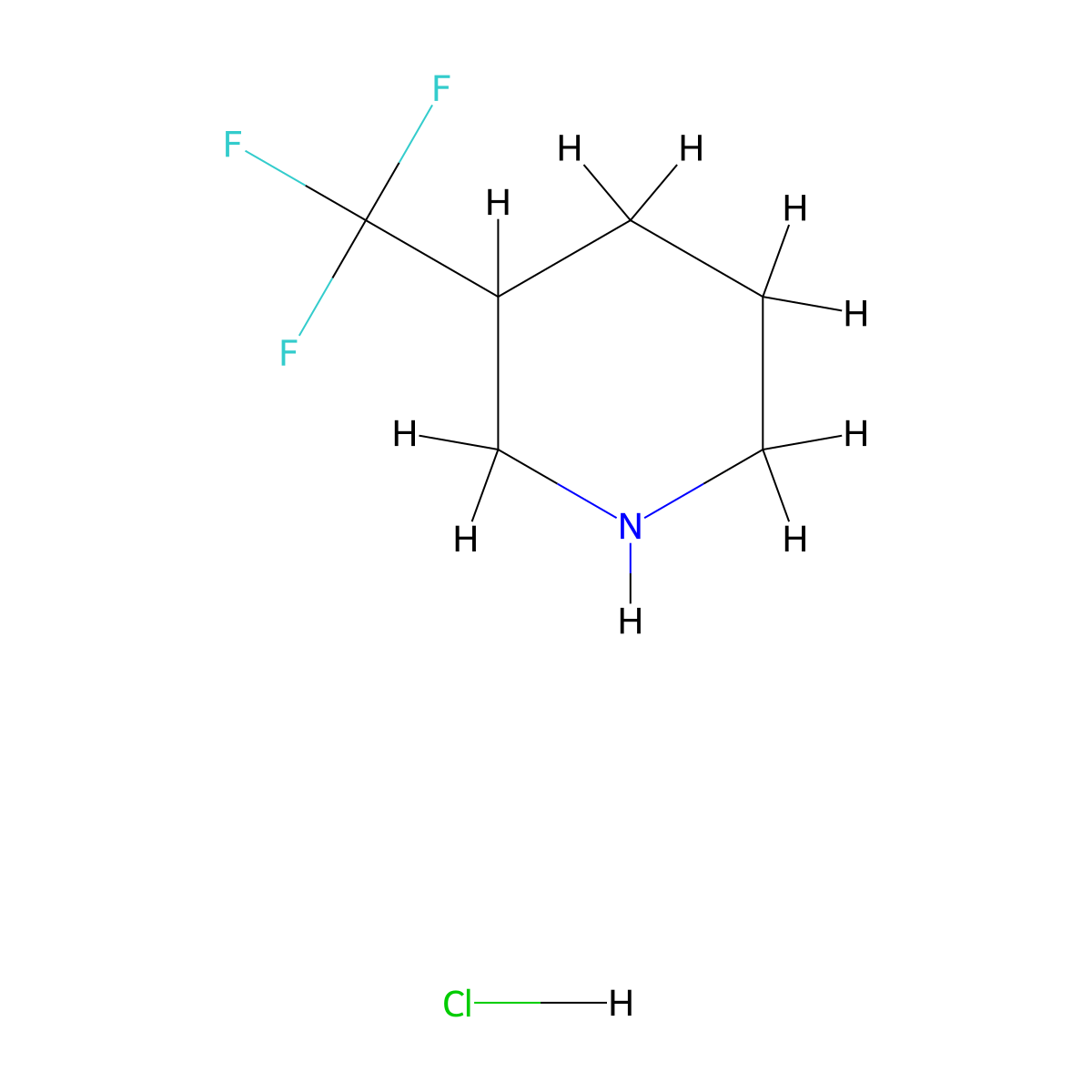 3-(Trifluoromethyl)piperidine hydrochloride molecular structure, CAS 1124199-60-5