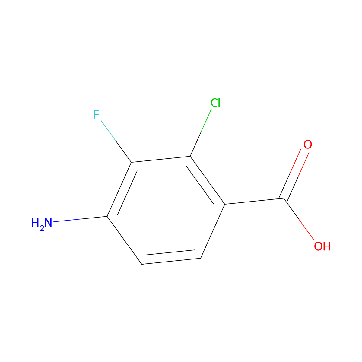 4-Amino-2-chloro-3-fluorobenzoic acid molecular structure, CAS 1124214-25-0