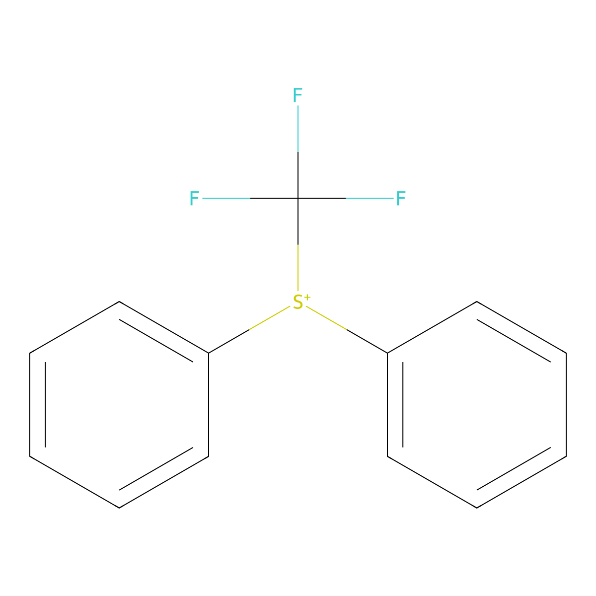 Diphenyl(trifluoromethyl)sulfonium molecular structure, CAS 112425-77-1