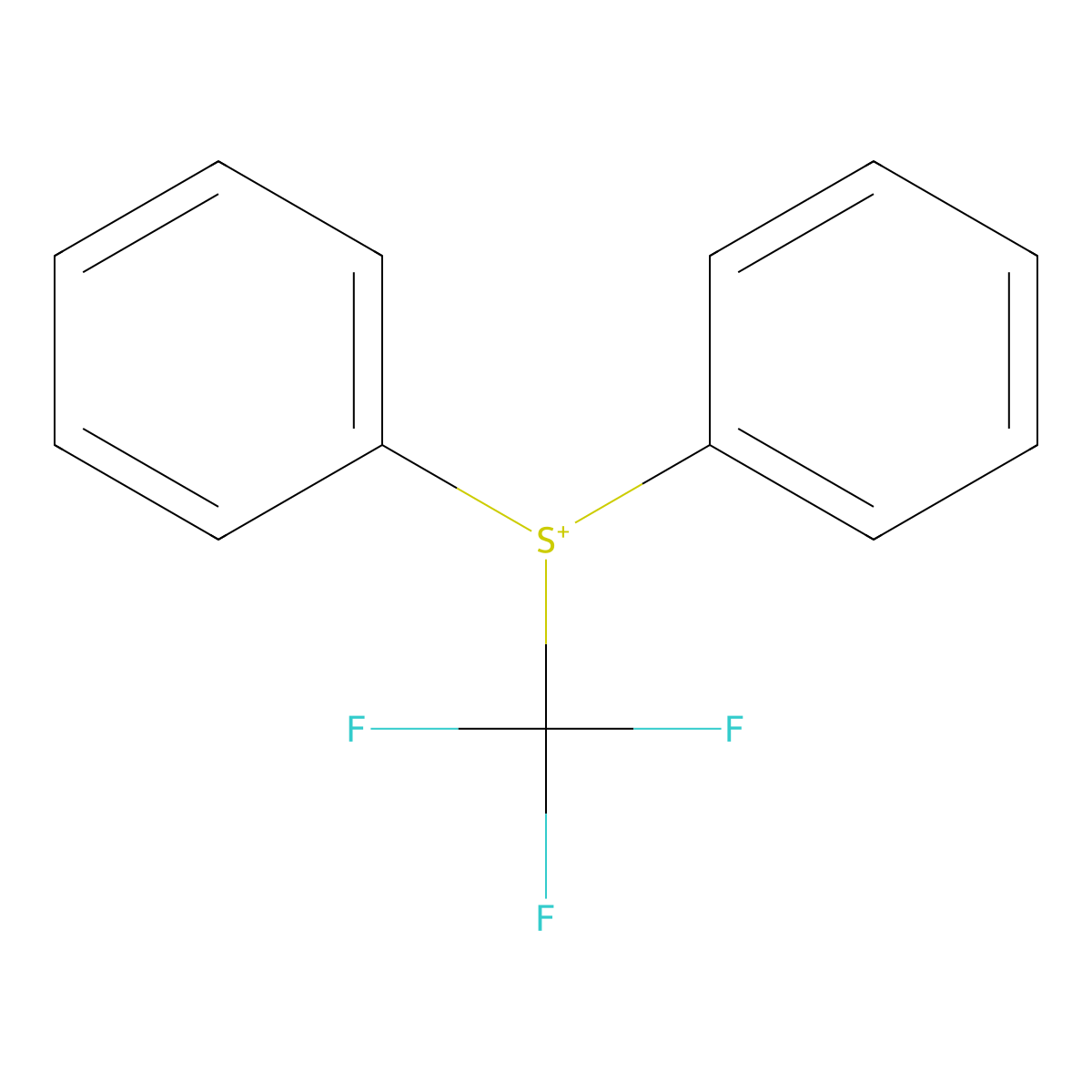 Diphenyl(trifluoromethyl)sulfonium molecular structure, CAS 112425-77-1