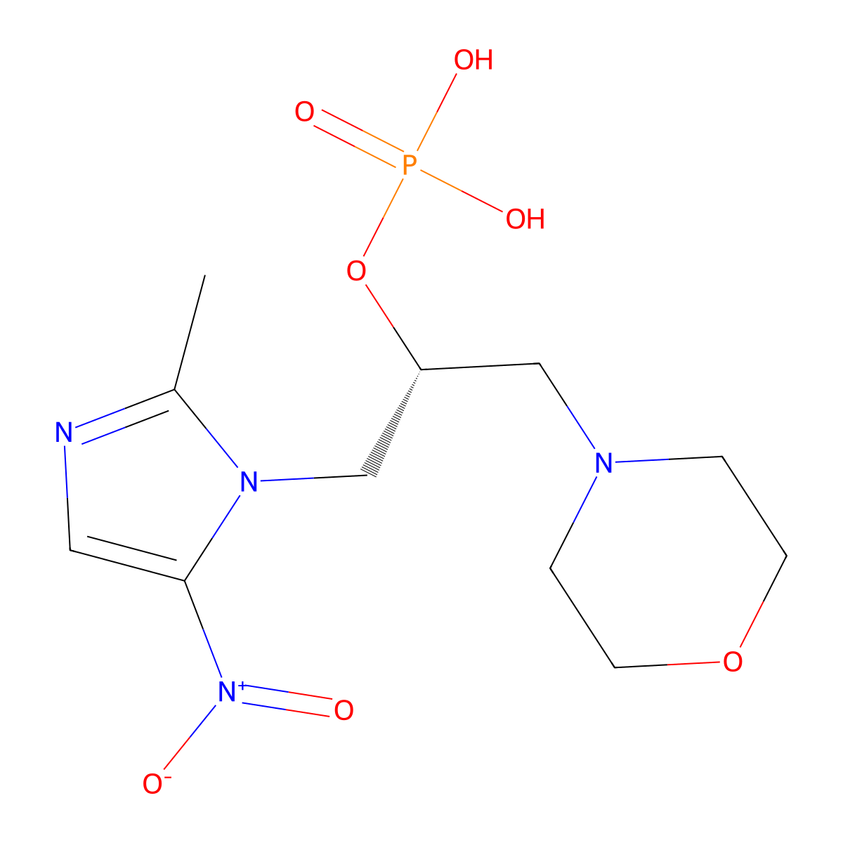 Dextrorotation nimorazole phosphate ester molecular structure, CAS 1124347-33-6
