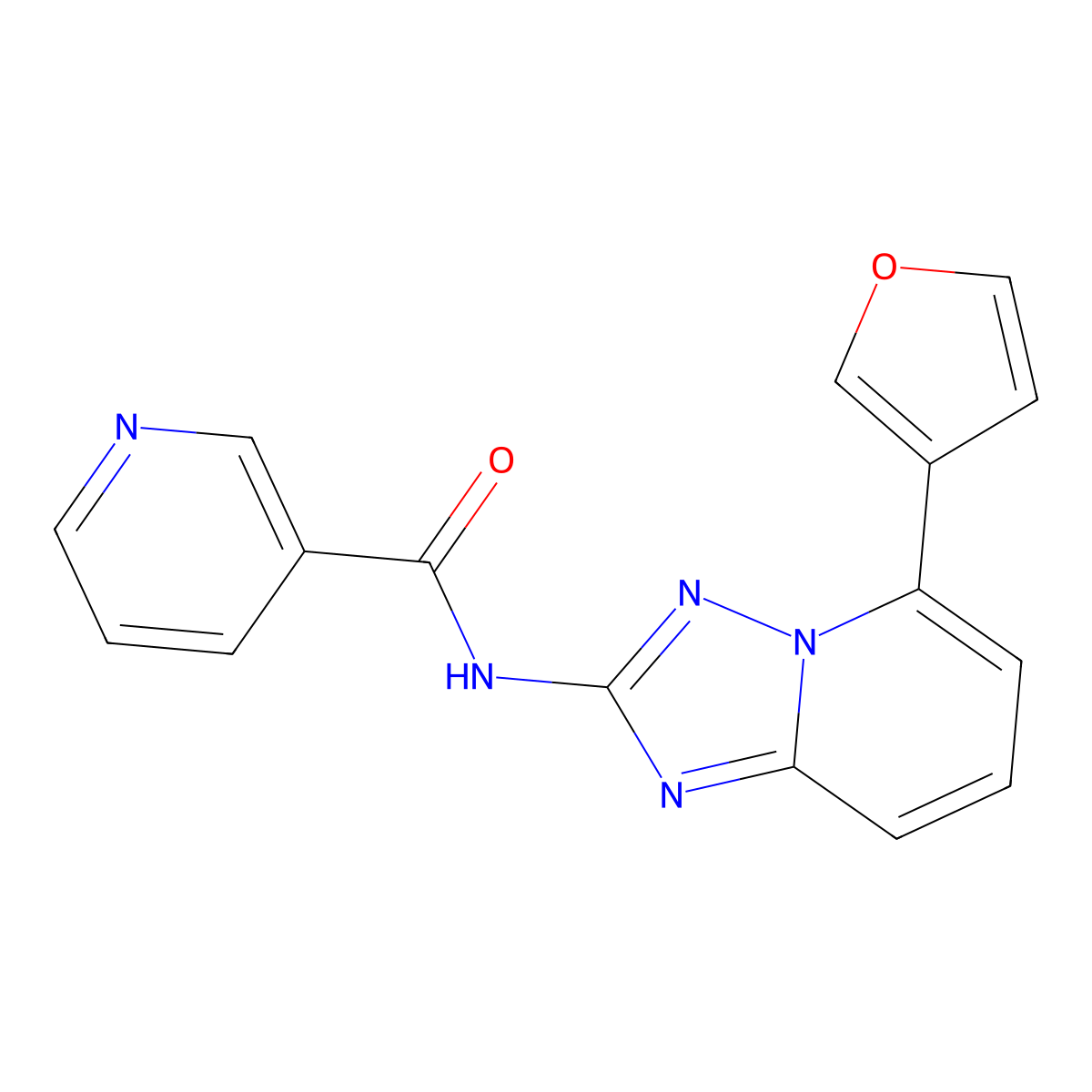 N-(5-(furan-3-yl)-[1,2,4]triazolo[1,5-a]pyridin-2-yl)nicotinamide molecular structure, CAS 1124380-72-8