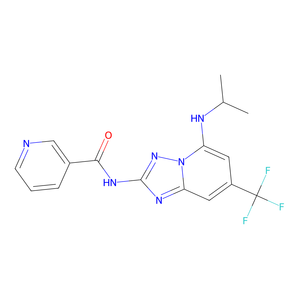 N-[5-(isopropylamino)-7-(trifluoromethyl)[1,2,4]triazolo[1,5-a]pyridin-2-yl]nicotinamide molecular structure, CAS 1124381-69-6
