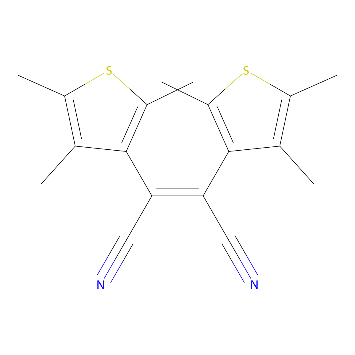 cis-1,2-Dicyano-1,2-bis(2,4,5-trimethyl-3-thienyl)ethene molecular structure, CAS 112440-46-7