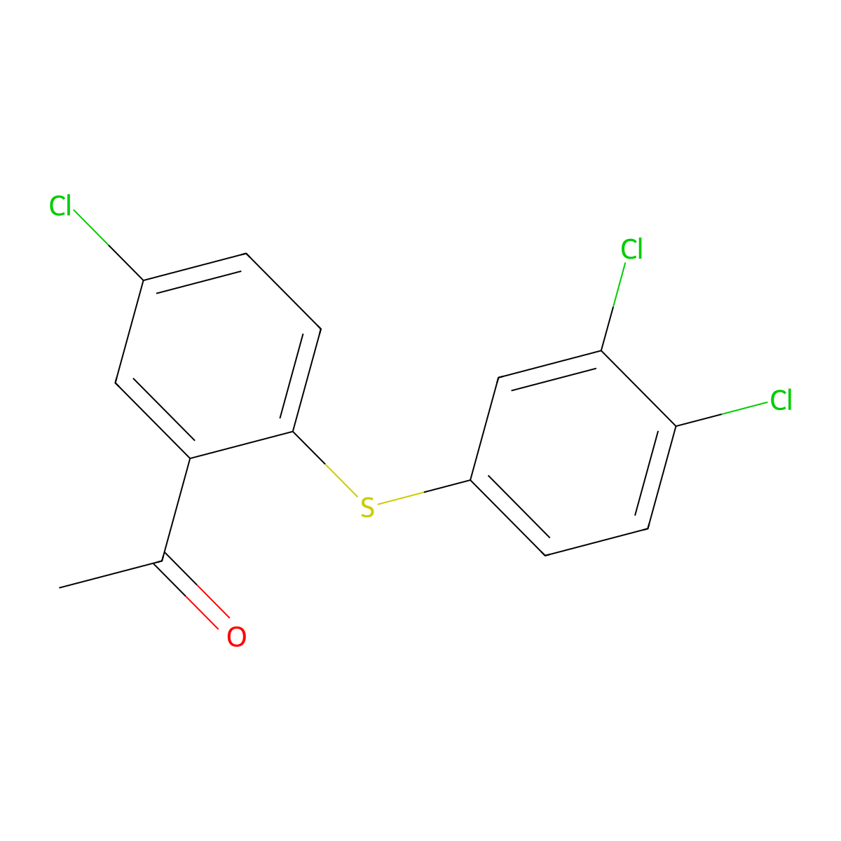 Ethanone, 1-[5-chloro-2-[(3,4-dichlorophenyl)thio]phenyl]- molecular structure, CAS 112446-18-1